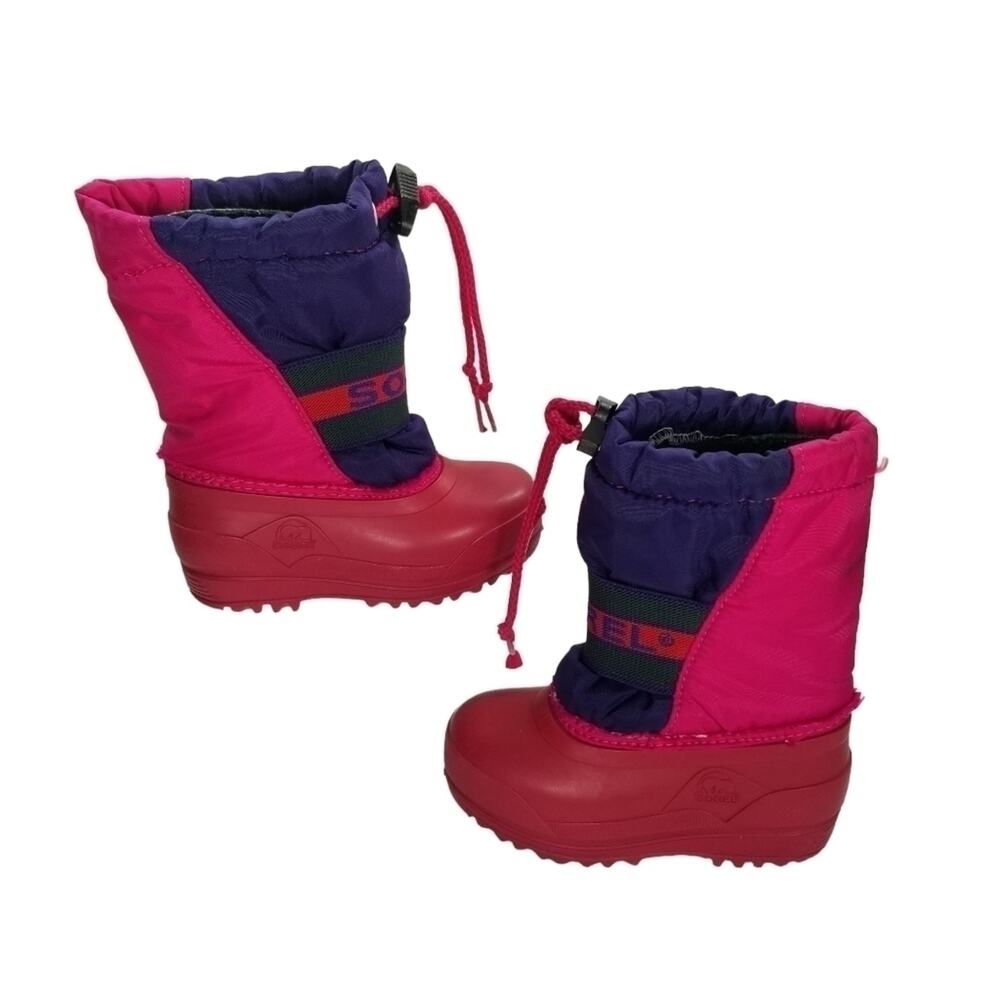 Sorel Baby SZ 7 Pink Purple Pull on Winter Boots Drawstring Removable Liners